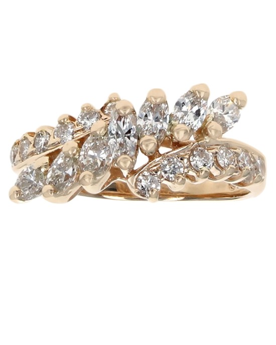Marquise and Round Diamond Bypass Ring